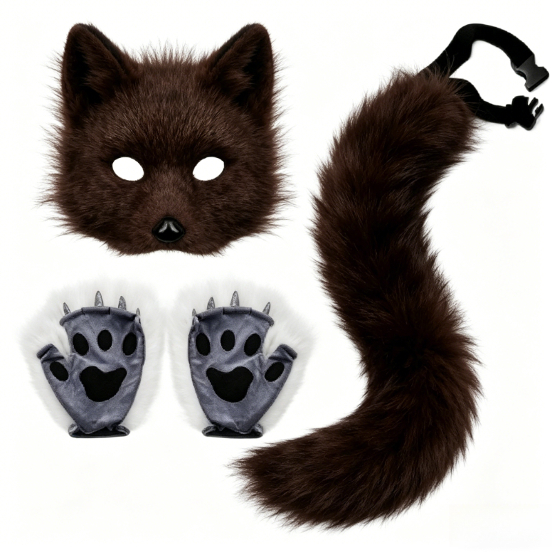 Furry Cat Ears Mask Tail & Paw - đánh giá và giá Black Face Mask Pack