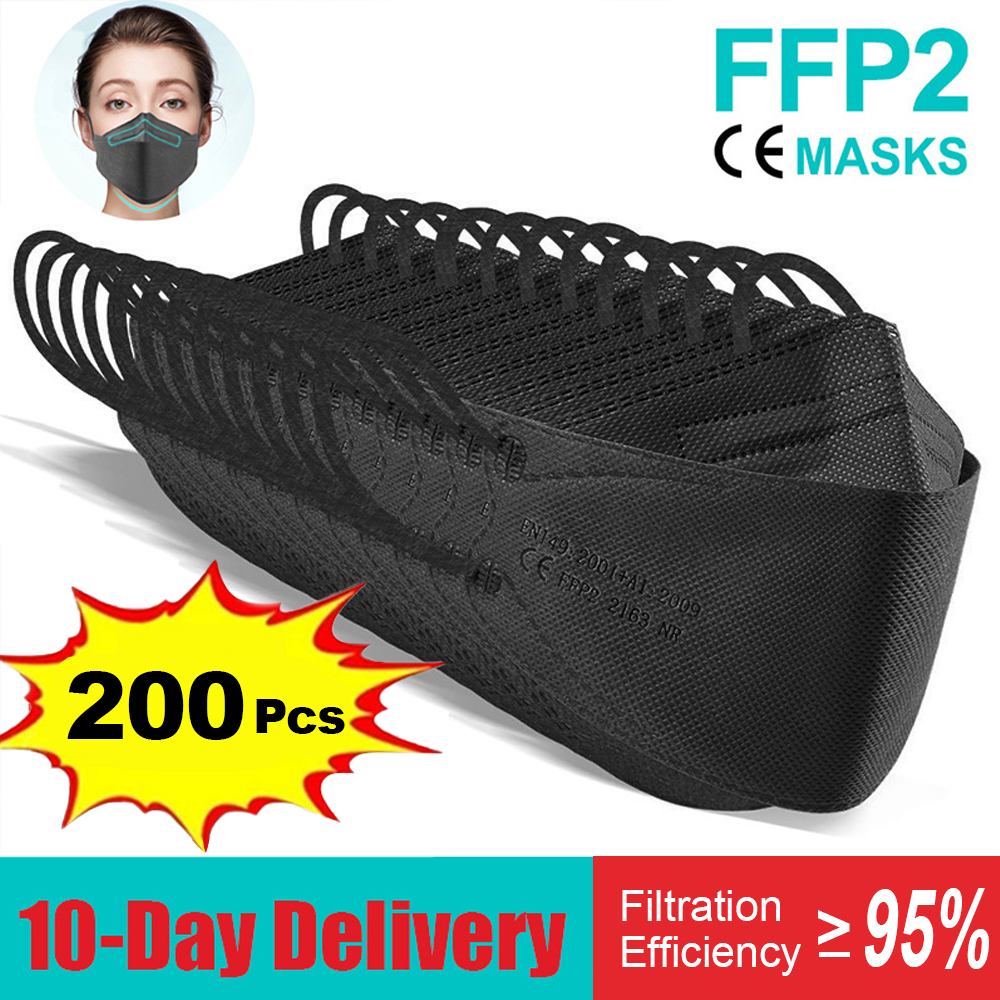 10-200pcs fpp2 fish mask kn95  - đánh giá và giá Disposable Surgical Mask
