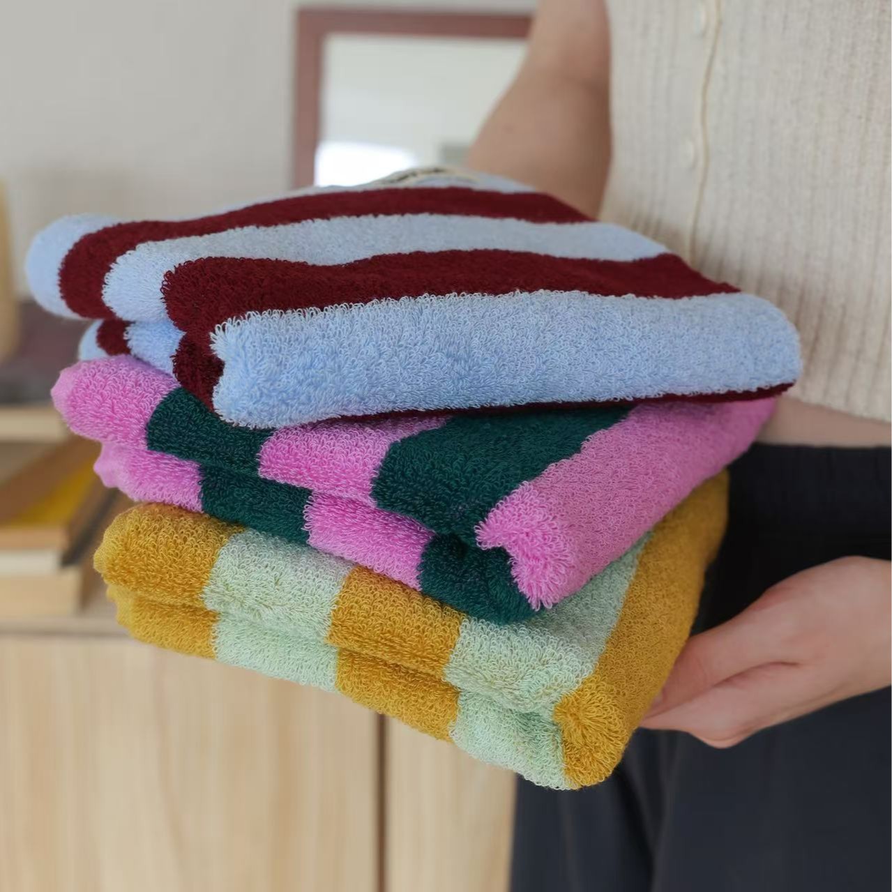 Retro Striped Pure Cotton Towe - đánh giá và giá Cloth Face Mask Washable
